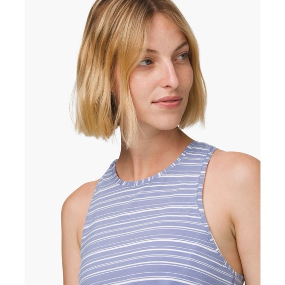 Lululemon All Tied Up Tank Cut Back Stripe Tempest Blue White 8 - Picture 5 of 9